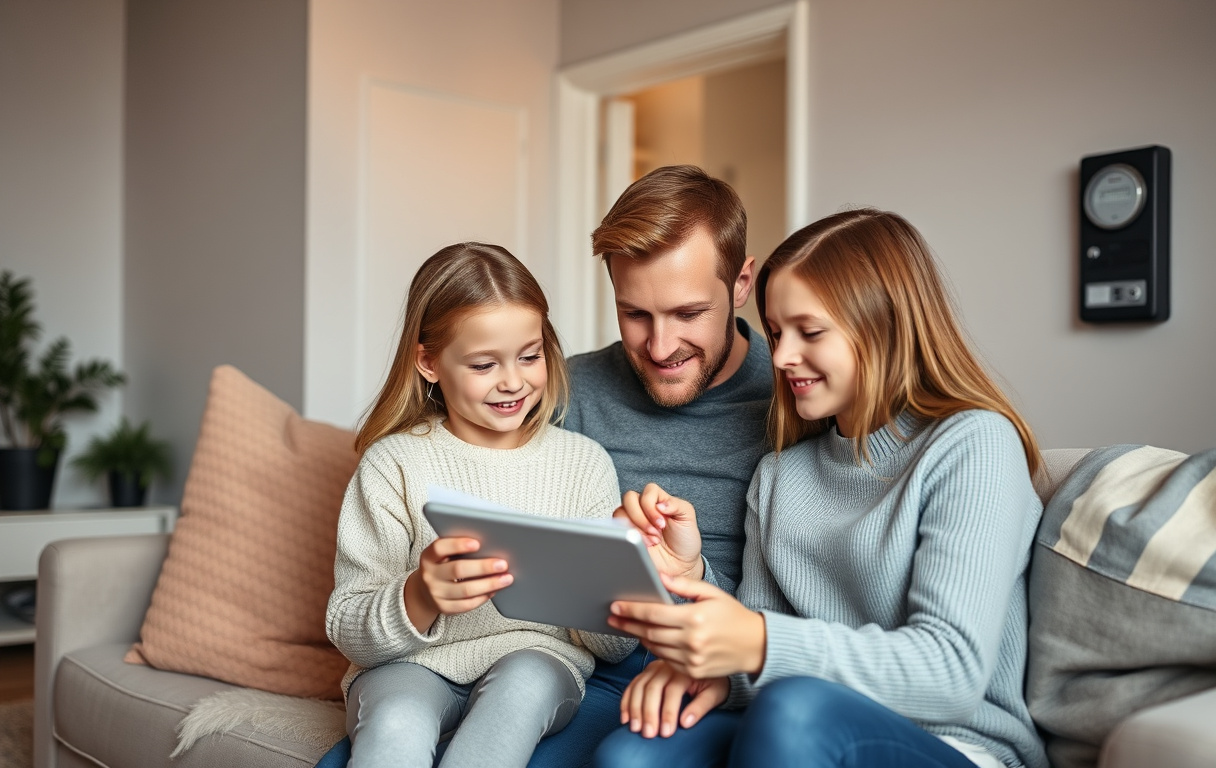 Svenskt hem med elmätare och mobiltelefon som visar jämförelse av elavtal